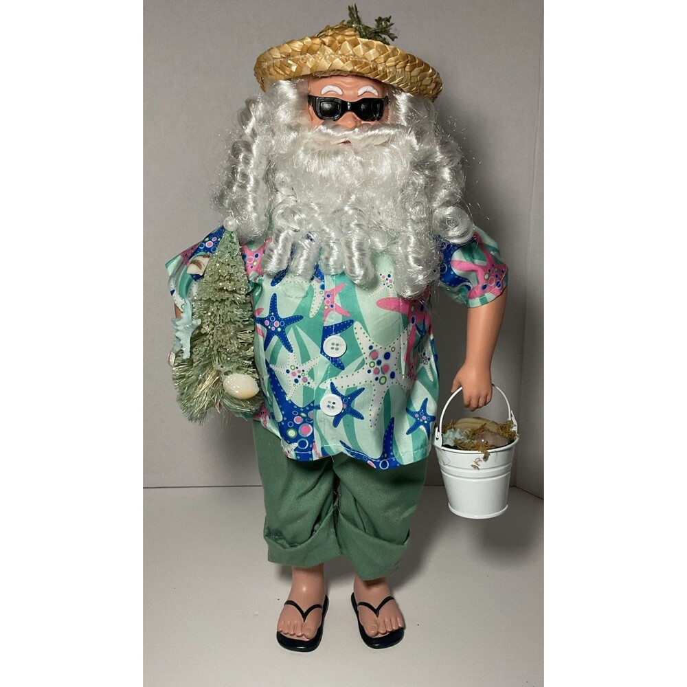 Christmas Beach Coastal Santa Claus Doll Figurine Figure Tabletop Decor 18"